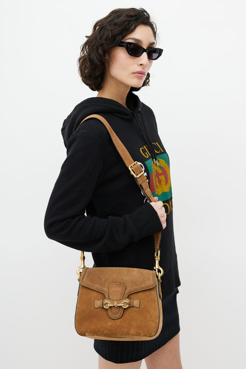 Gucci Brown Suede Lady Web Crossbody Bag