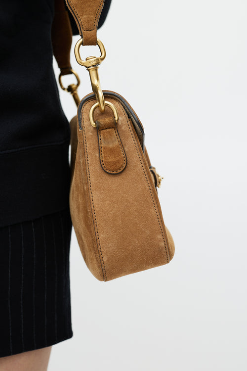 Gucci Brown Suede Lady Web Crossbody Bag