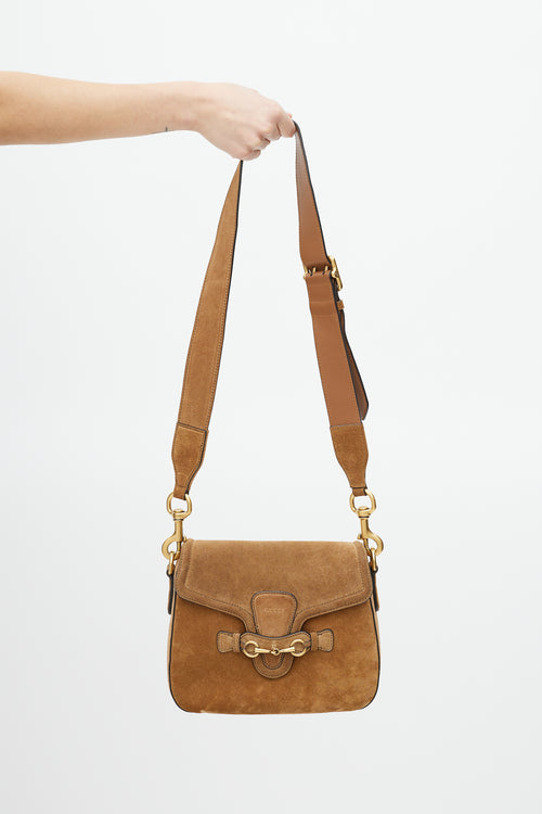 Gucci Brown Suede Lady Web Crossbody Bag