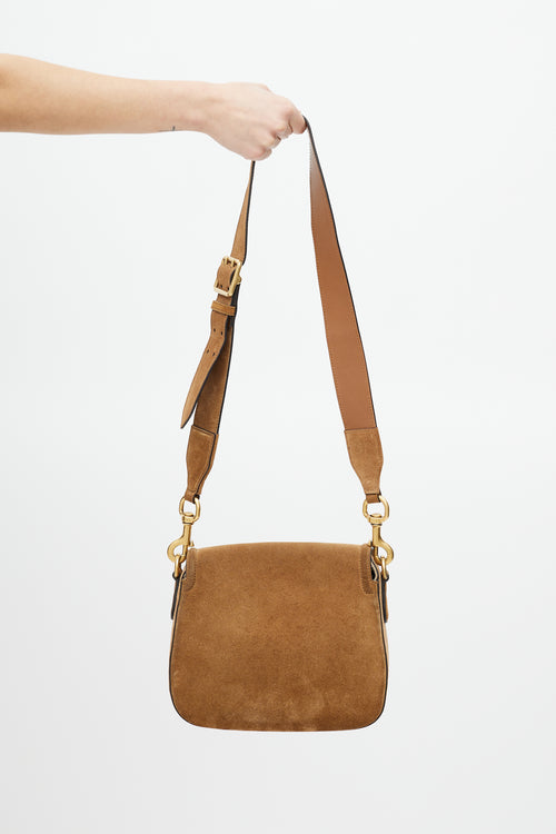 Gucci Brown Suede Lady Web Crossbody Bag