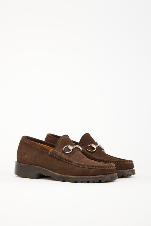 Gucci Brown Suede Lug Sole Loafer