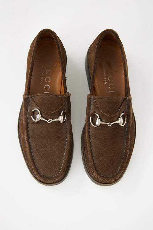 Gucci Brown Suede Lug Sole Loafer