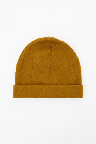 Gucci Brown Wool Monogram Beanie