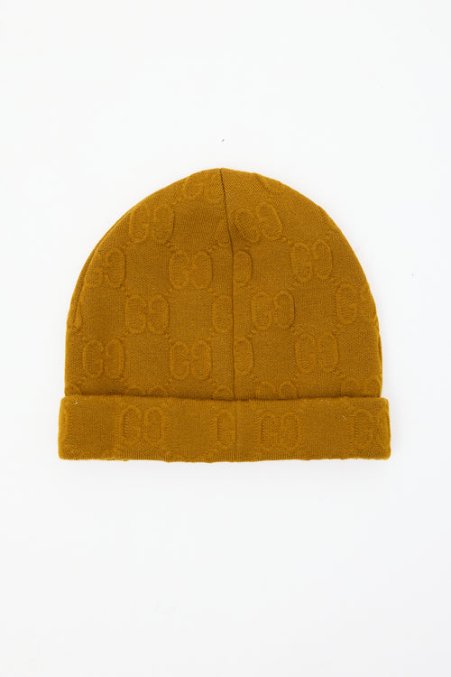 Gucci Brown Wool Monogram Beanie