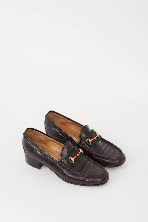 Gucci Brown 
Multi Leather Webbed Loafer