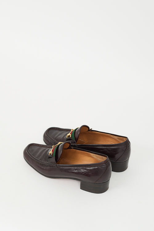 Gucci Brown 
Multi Leather Webbed Loafer