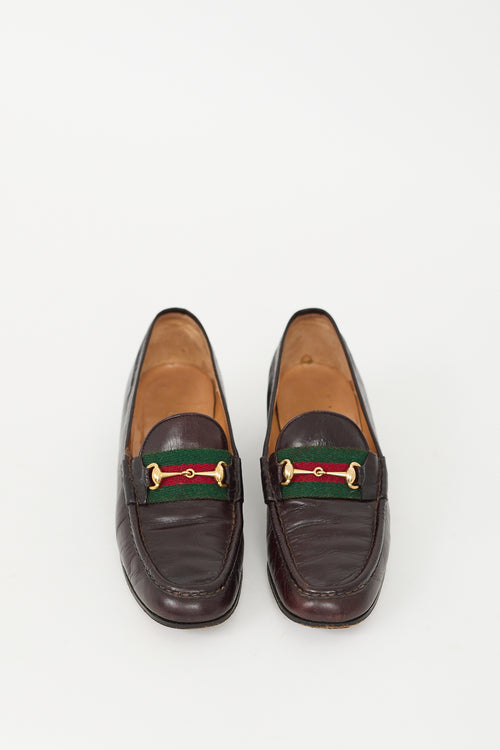 Gucci Brown 
Multi Leather Webbed Loafer