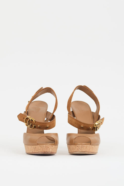 Gucci Brown Double GG Platform Heel