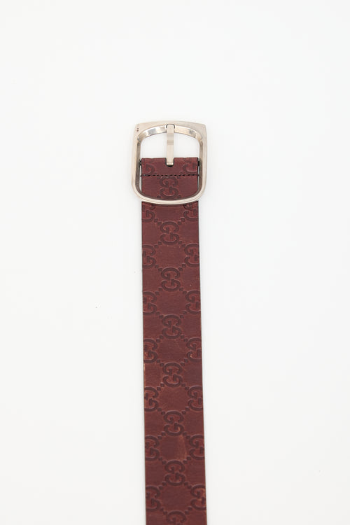 Gucci Brown Leather GG Supreme Belt