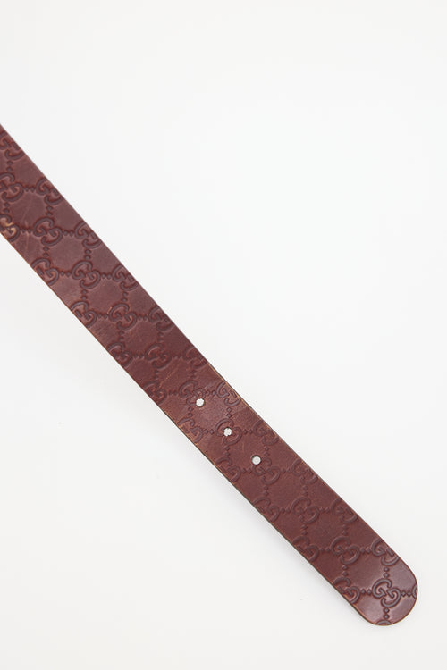 Gucci Brown Leather GG Supreme Belt