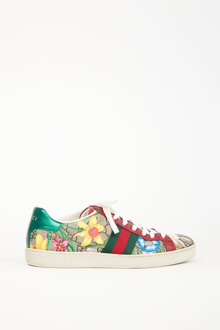 Gucci Brown 
Red Ace GG Supreme Floral Sneaker