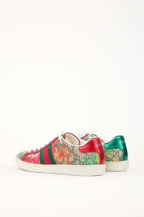 Gucci Brown 
Red Ace GG Supreme Floral Sneaker