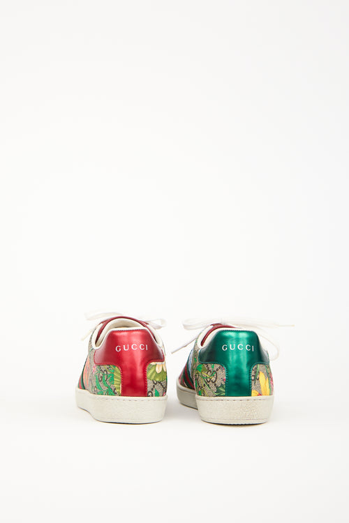 Gucci Brown 
Red Ace GG Supreme Floral Sneaker