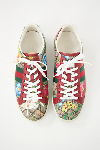 Gucci Brown 
Red Ace GG Supreme Floral Sneaker