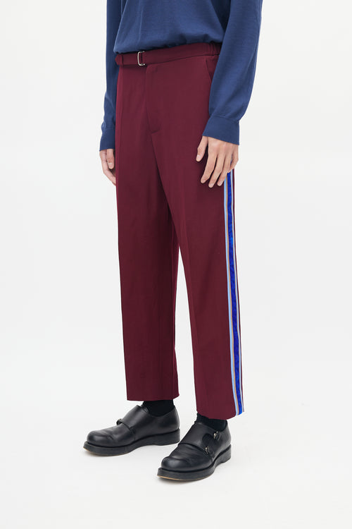 Gucci Burgundy 
Blue Striped Wool Trouser