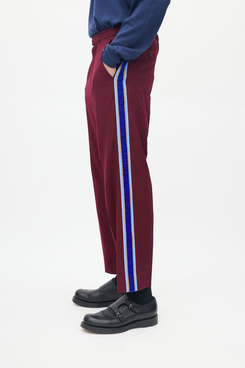 Gucci Burgundy 
Blue Striped Wool Trouser