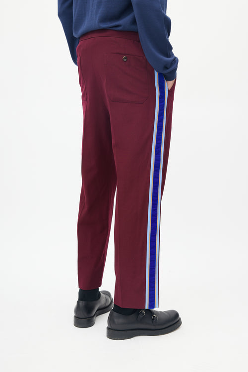 Gucci Burgundy 
Blue Striped Wool Trouser