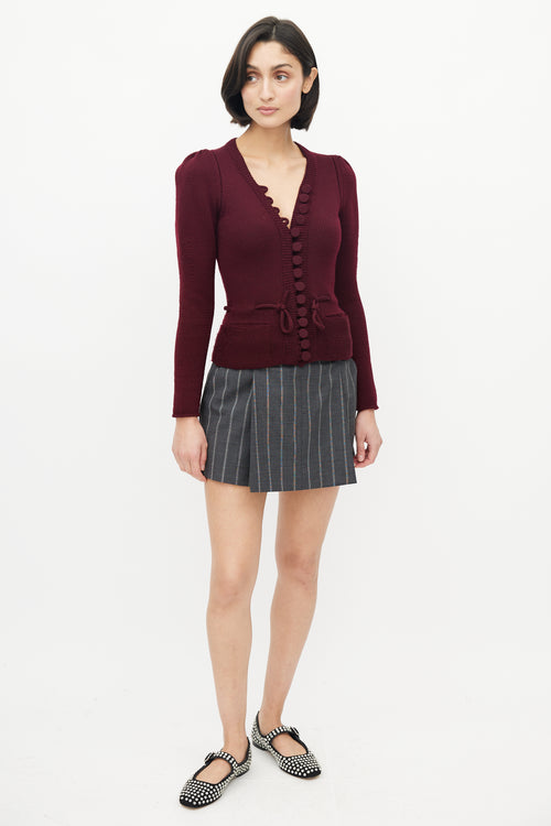 Gucci Burgundy Knit Puff Shoulder Cardigan