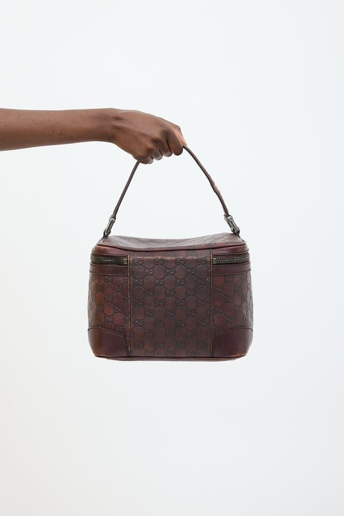 Gucci Burgundy Leather Monogram Cosmetic Bag