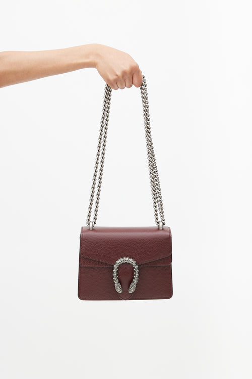 Gucci Burgundy 
Silver Small Dionysus Leather Bag