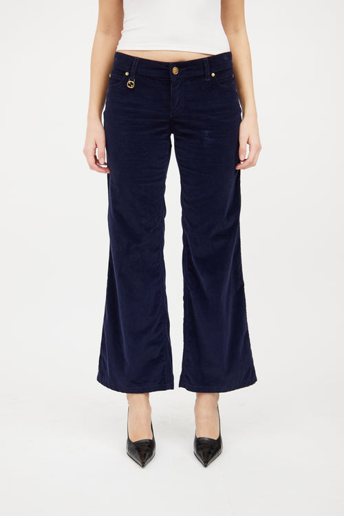 Gucci Navy Corduroy Flare Pant