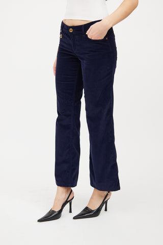 Gucci Navy Corduroy Flare Pant