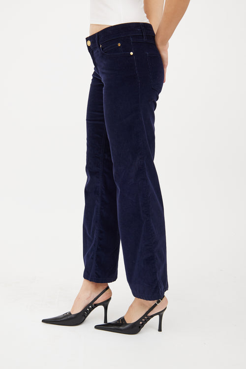 Gucci Navy Corduroy Flare Pant