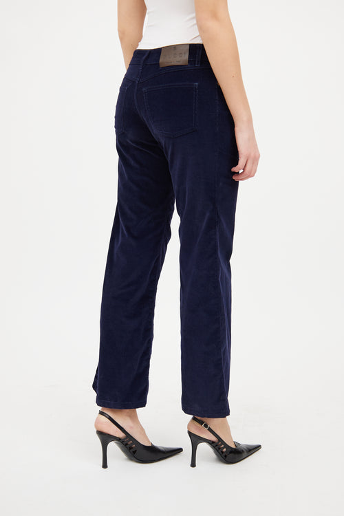 Gucci Navy Corduroy Flare Pant