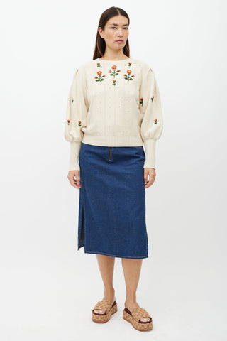 Gucci Cream 
Multicolour Floral Knit Sweater