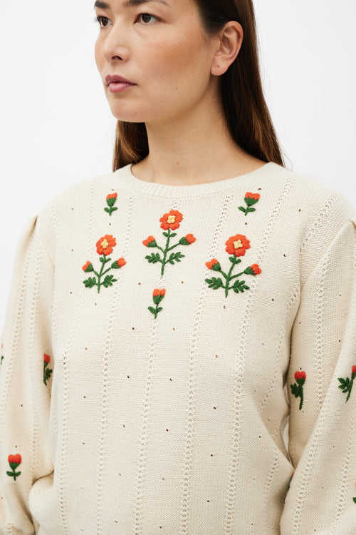 Gucci Cream 
Multicolour Floral Knit Sweater