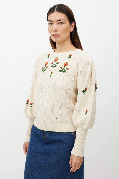 Gucci Cream 
Multicolour Floral Knit Sweater