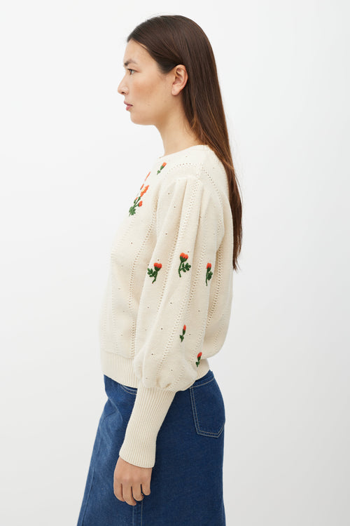 Gucci Cream 
Multicolour Floral Knit Sweater