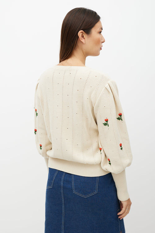 Gucci Cream 
Multicolour Floral Knit Sweater