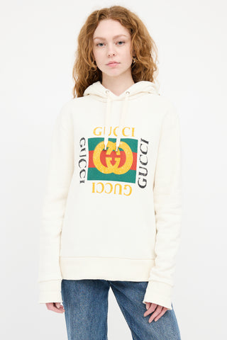 Gucci Cream 
Multicolour GG Logo Hoodie