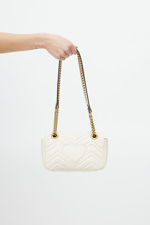 Gucci Cream Leather Mini GG Marmont Crossbody Bag