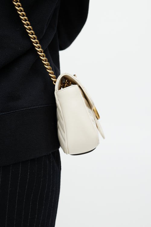 Gucci Cream Leather Mini GG Marmont Crossbody Bag