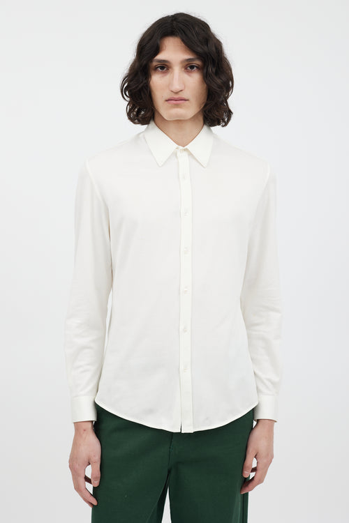 Gucci Cream Knit Button Up Shirt