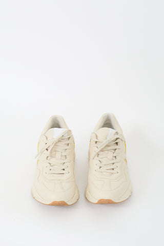 Gucci Beige 
Yellow Leather Rhyton Star Sneaker