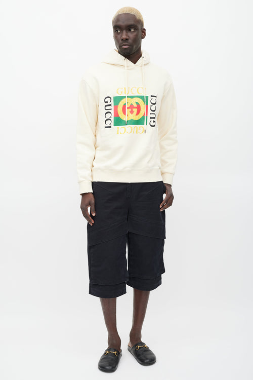 Gucci Cream 
Multicolour Box Logo Hoodie