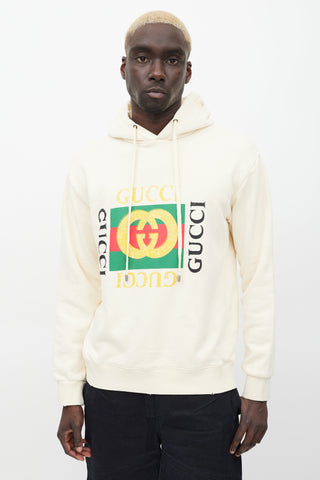 Gucci Cream 
Multicolour Box Logo Hoodie