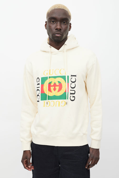 Gucci Cream 
Multicolour Box Logo Hoodie