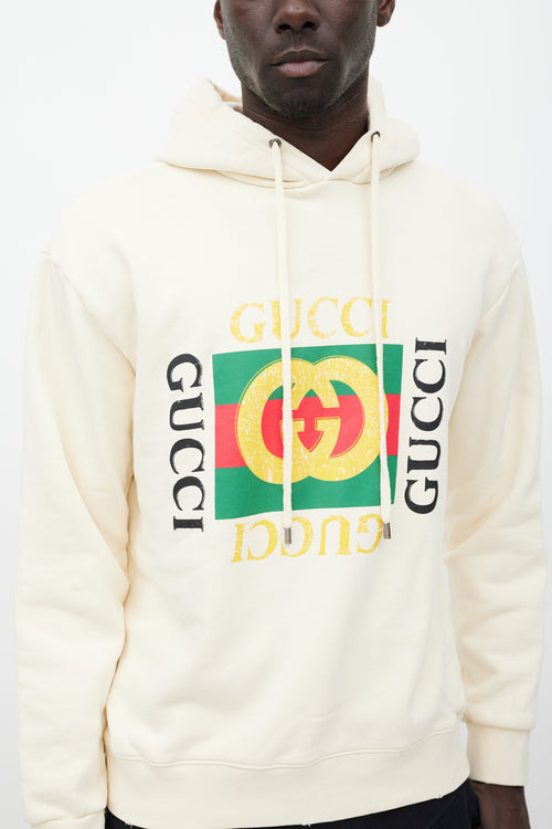 Gucci Cream 
Multicolour Box Logo Hoodie