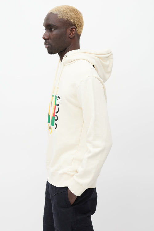 Gucci Cream 
Multicolour Box Logo Hoodie