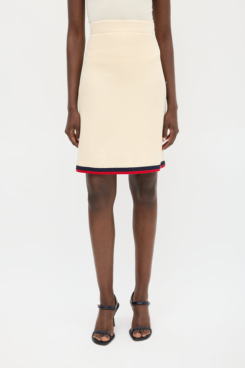 Gucci Cream 
Multicolour Boucle Striped Skirt