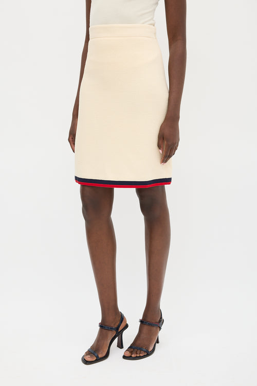 Gucci Cream 
Multicolour Boucle Striped Skirt