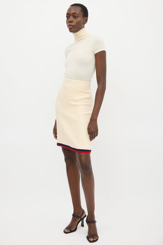 Gucci Cream 
Multicolour Boucle Striped Skirt