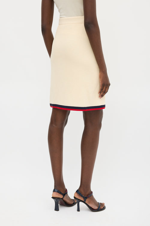 Gucci Cream 
Multicolour Boucle Striped Skirt