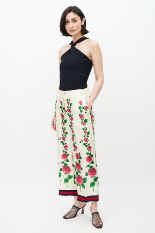 Gucci Cream 
Multicolour Floral Silk Trouser