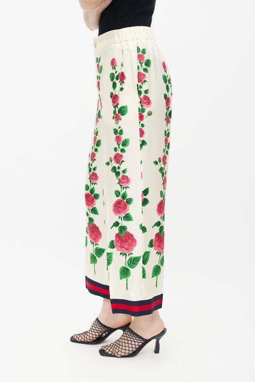 Gucci Cream 
Multicolour Floral Silk Trouser