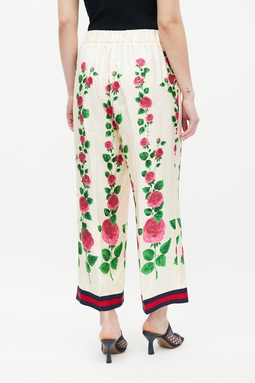 Gucci Cream 
Multicolour Floral Silk Trouser